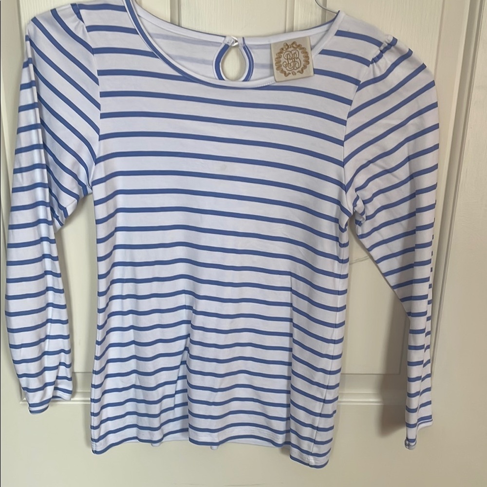 Blue and White Striped Top